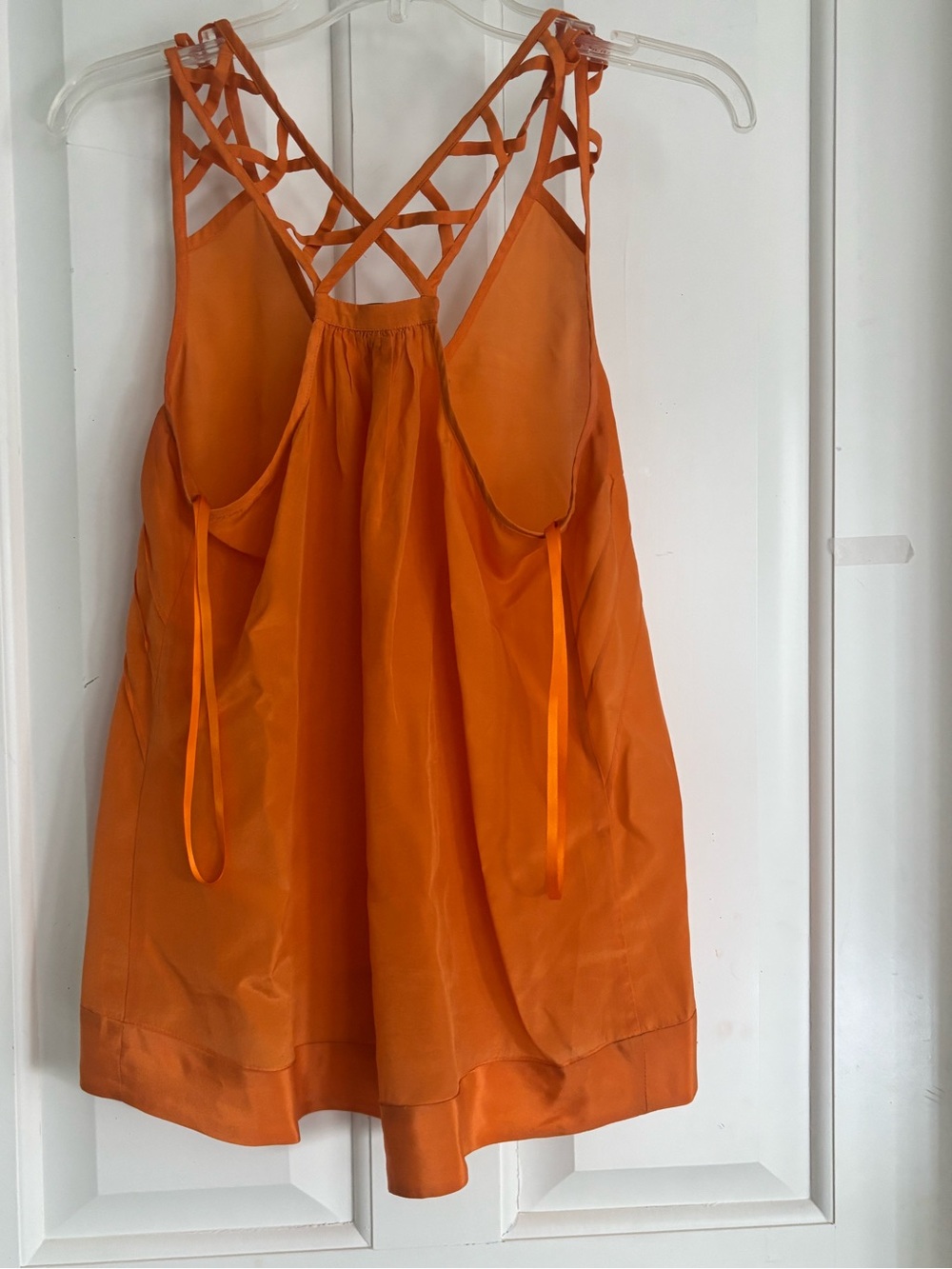 BCBG Orange  Strappy V-Neck Women's Top NEW small silk - Picture 8 of 8